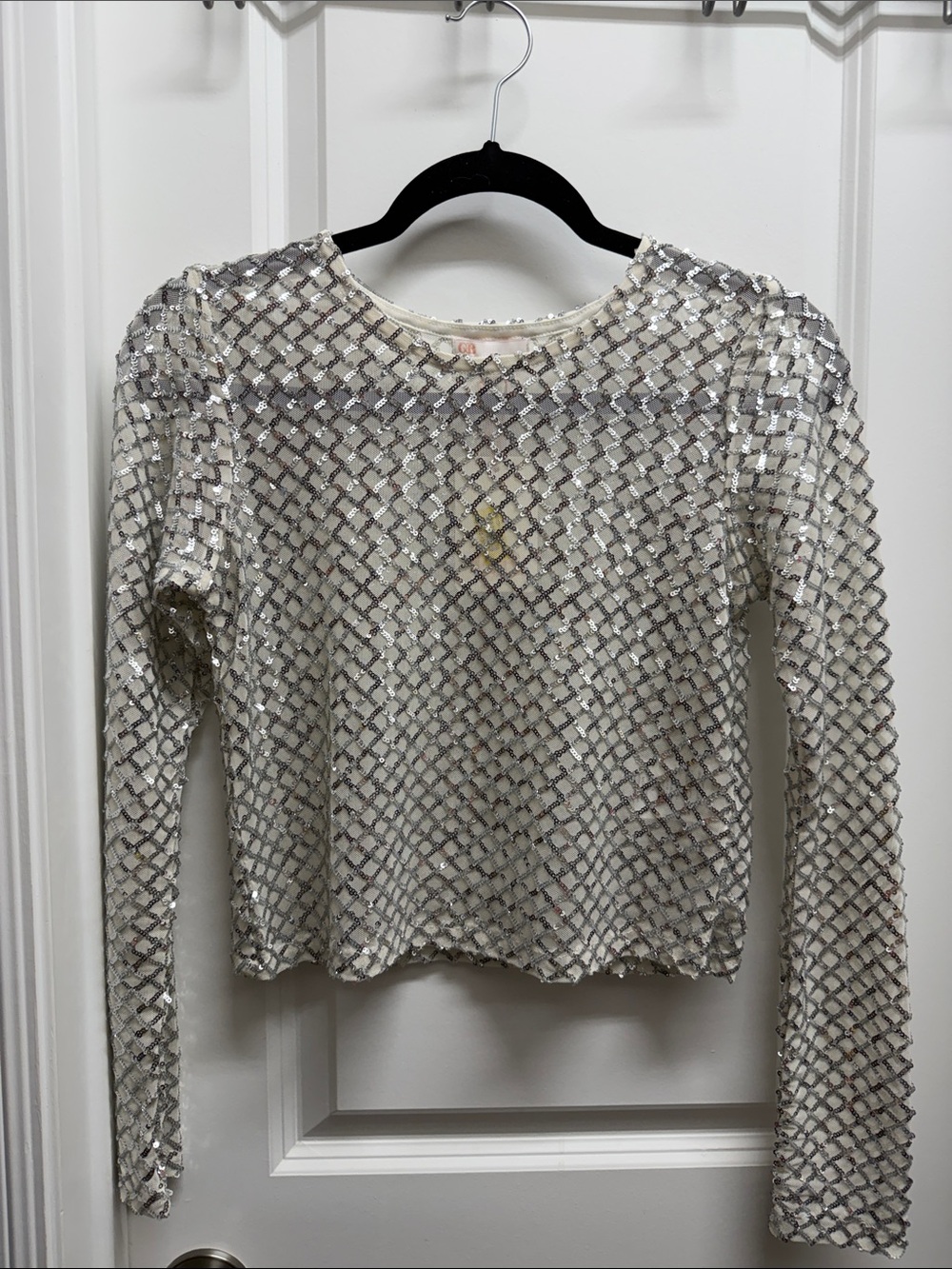 Gianni Bini Cream Sequin Long Sleeve Top